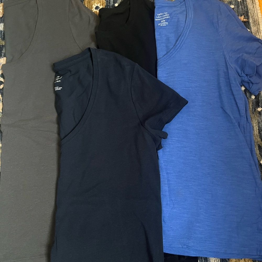 Banana Republic Women's Short Sleeve Tees - Black, Gray, Blue- Sz M